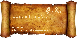 Grath Kálmán névjegykártya